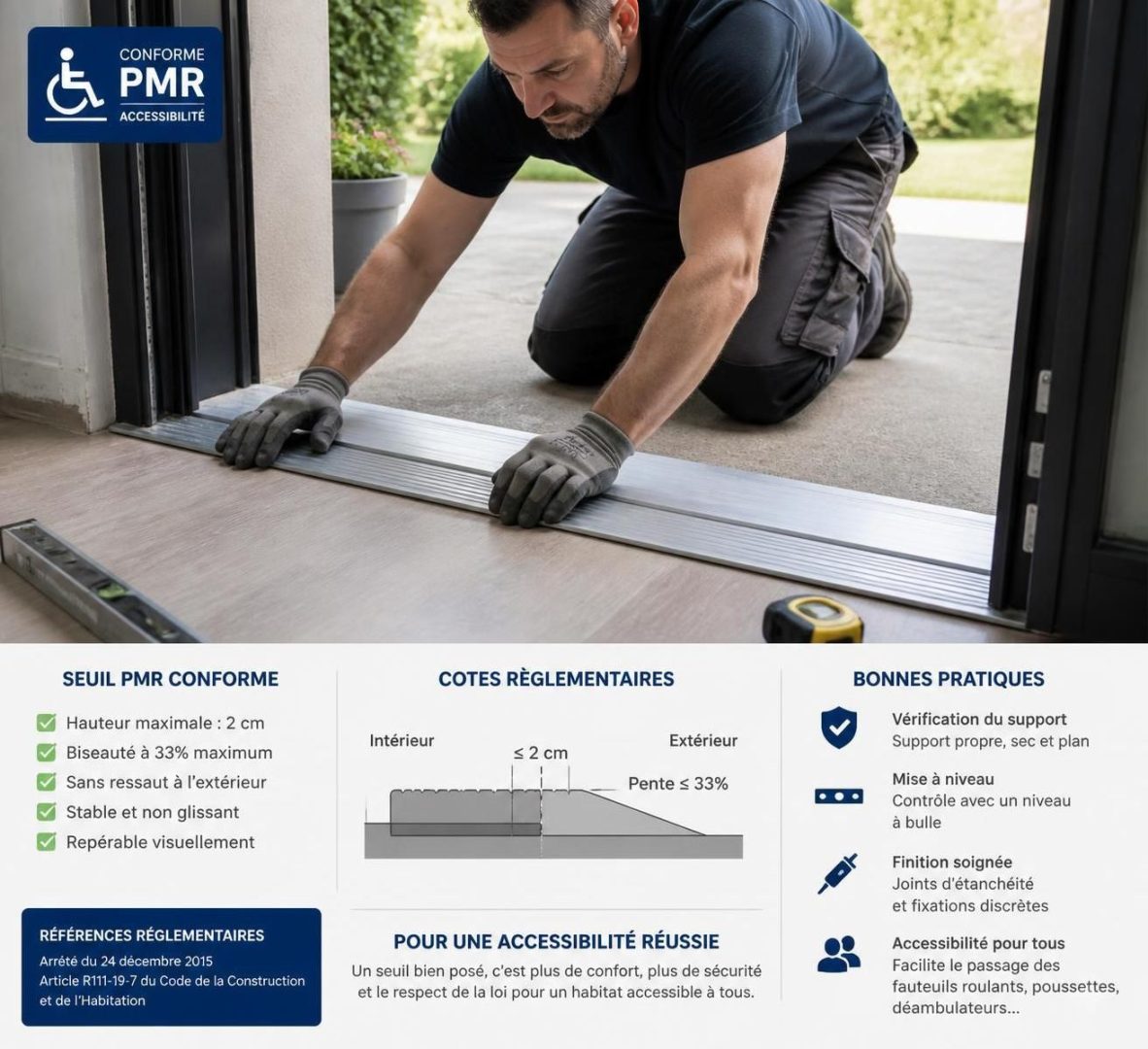 découvrez comment choisir un artisan qualifié et fiable pour la pose d'un seuil pmr respectant toutes les normes réglementaires en vigueur, afin d'assurer sécurité et accessibilité.