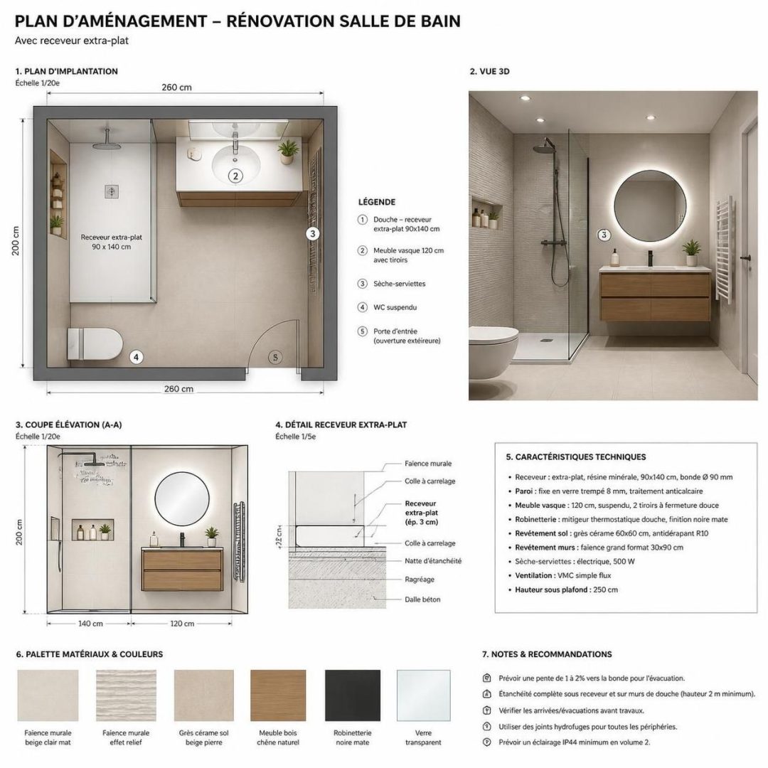 découvrez si la pose d'un receveur extra-plat nécessite un artisan spécialisé distinct et comment gérer la reprise d'étanchéité pour assurer une installation optimale.
