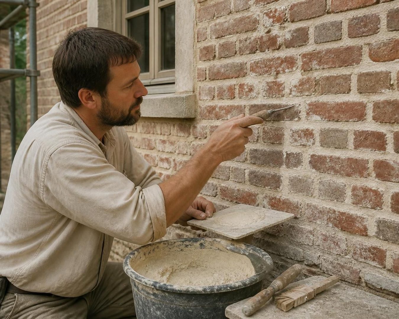 découvrez si vous pouvez demander à un artisan de refaire un jointoiement de briques en utilisant uniquement de la chaux, sans ciment, pour assurer la durabilité et la qualité de vos murs.