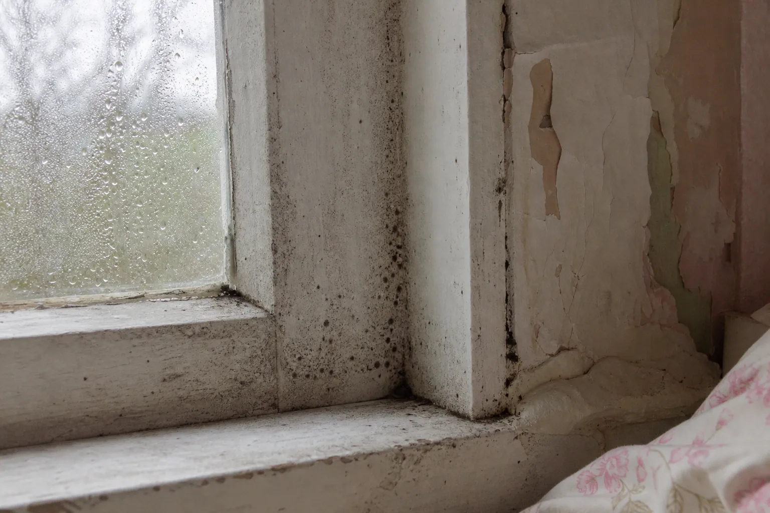 Condensation et moisissures dans l’angle d’une fenêtre